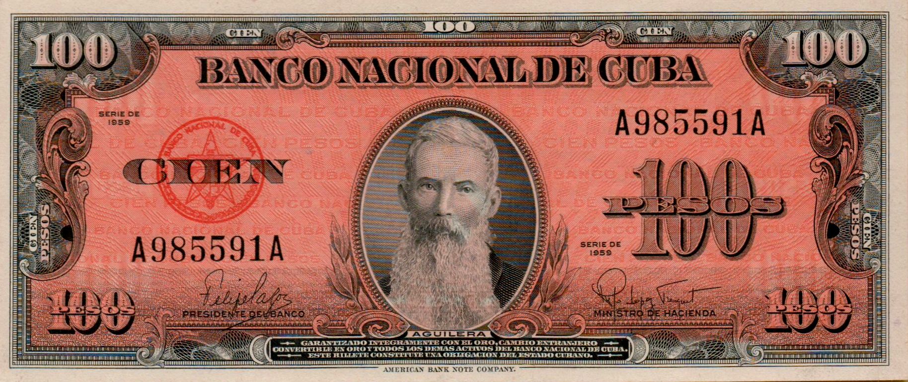 Cuba 100 1959 UNC P-93